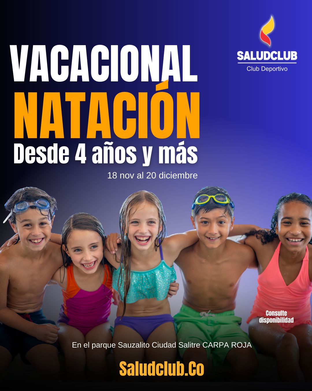 Clases vacacionales de natación saludclub bogota