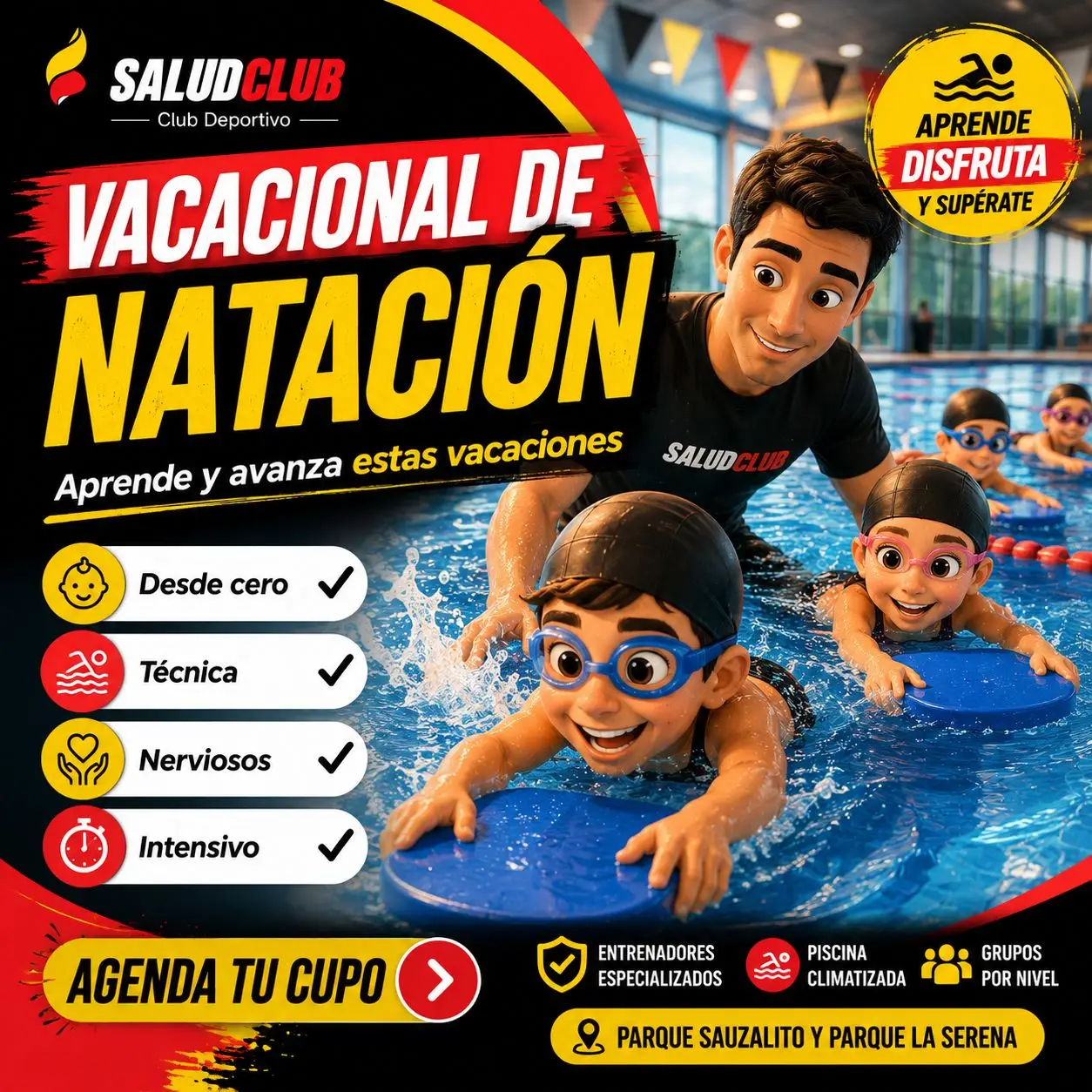 Clases vacacional natacion bogota saludclub