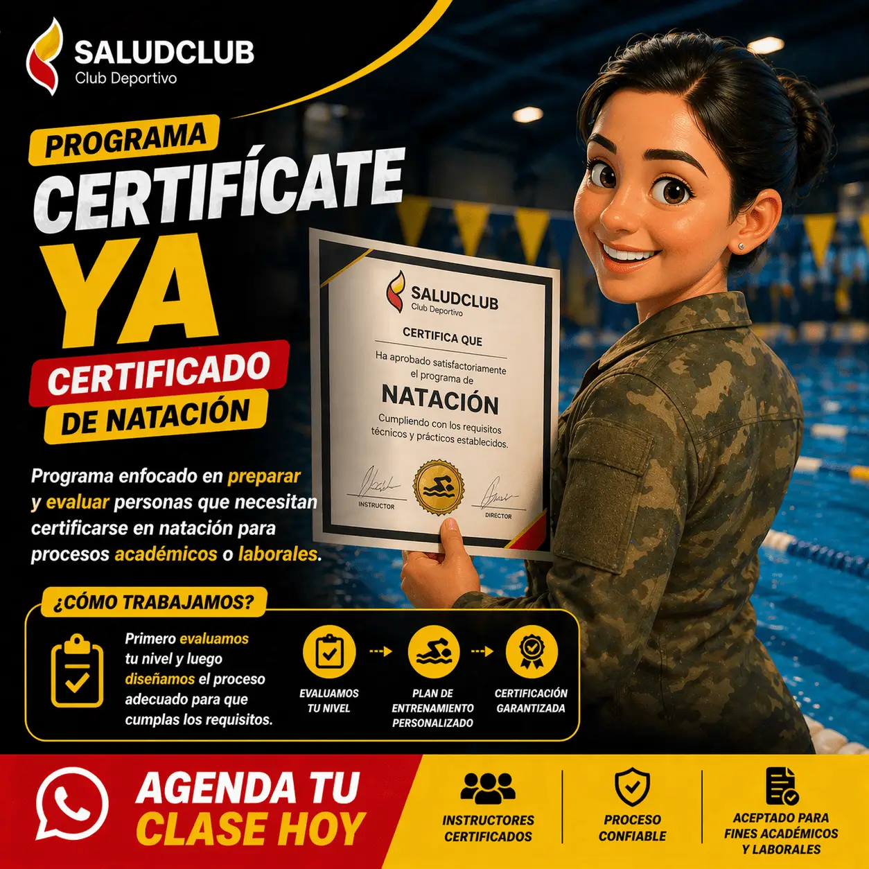 Certificado de natación en Bogotá para Policía, Ejército y ESMIC - SaludClub