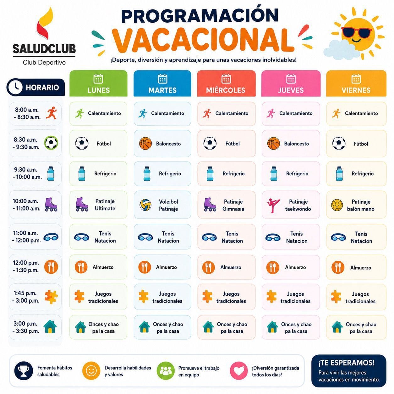 Actividades del curso vacacional para niños en Bogotá: deportes, juegos y arte